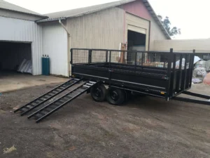12x7 Tabletop Flatbed Trailer with Removable Side Walls, Cage and 2000kgs ATM