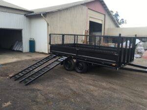14×8 Table Top Tandem Trailer with Side walls, Crate, Winch and 2000kg ATM