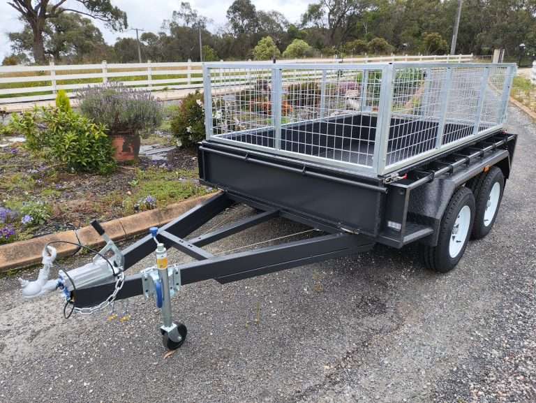 8×5 Powder Coated Tandem Trailer with 600mm cage 2000kgs