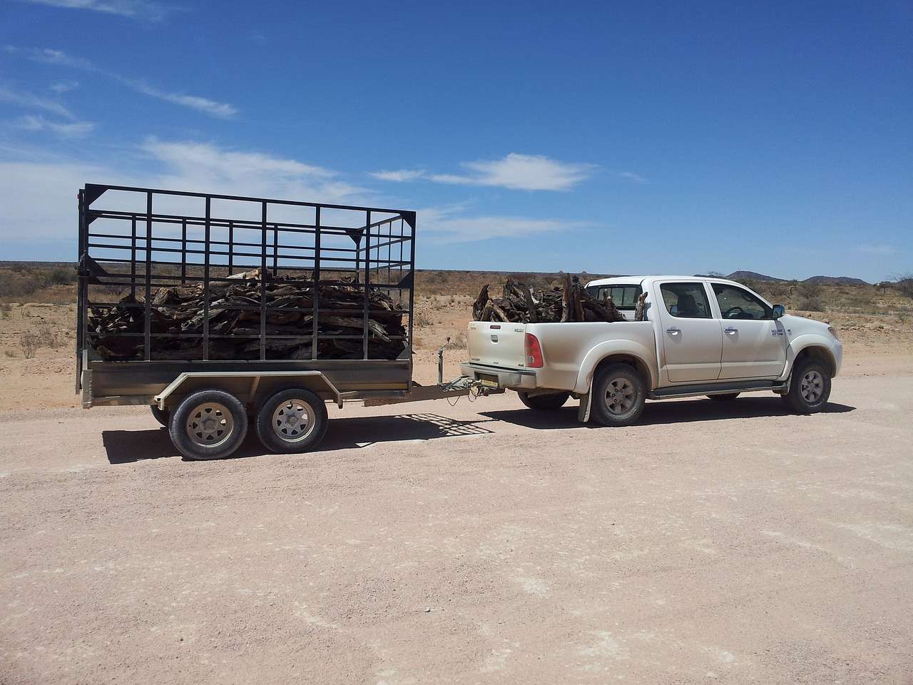 car, trailer, wood