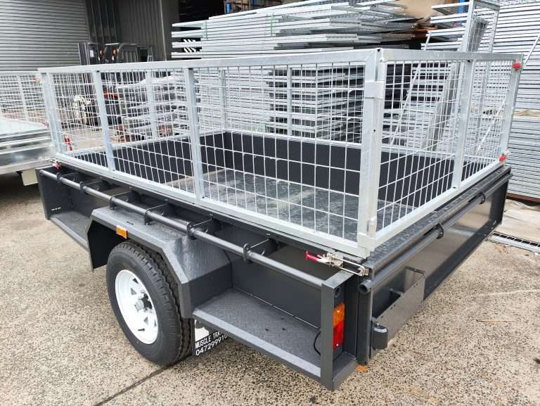 8×5 Powder Coated Single axle Trailer with 600mm cage 750kgs