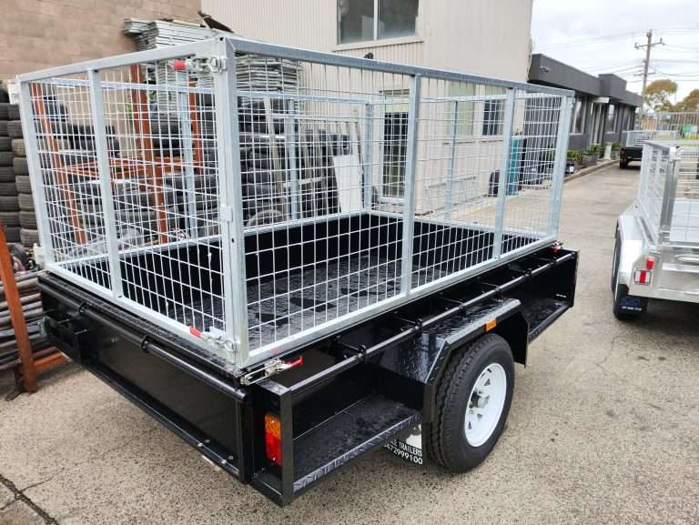 8×5 Powder Coated Single axle Trailer with 900mm cage 750kgs