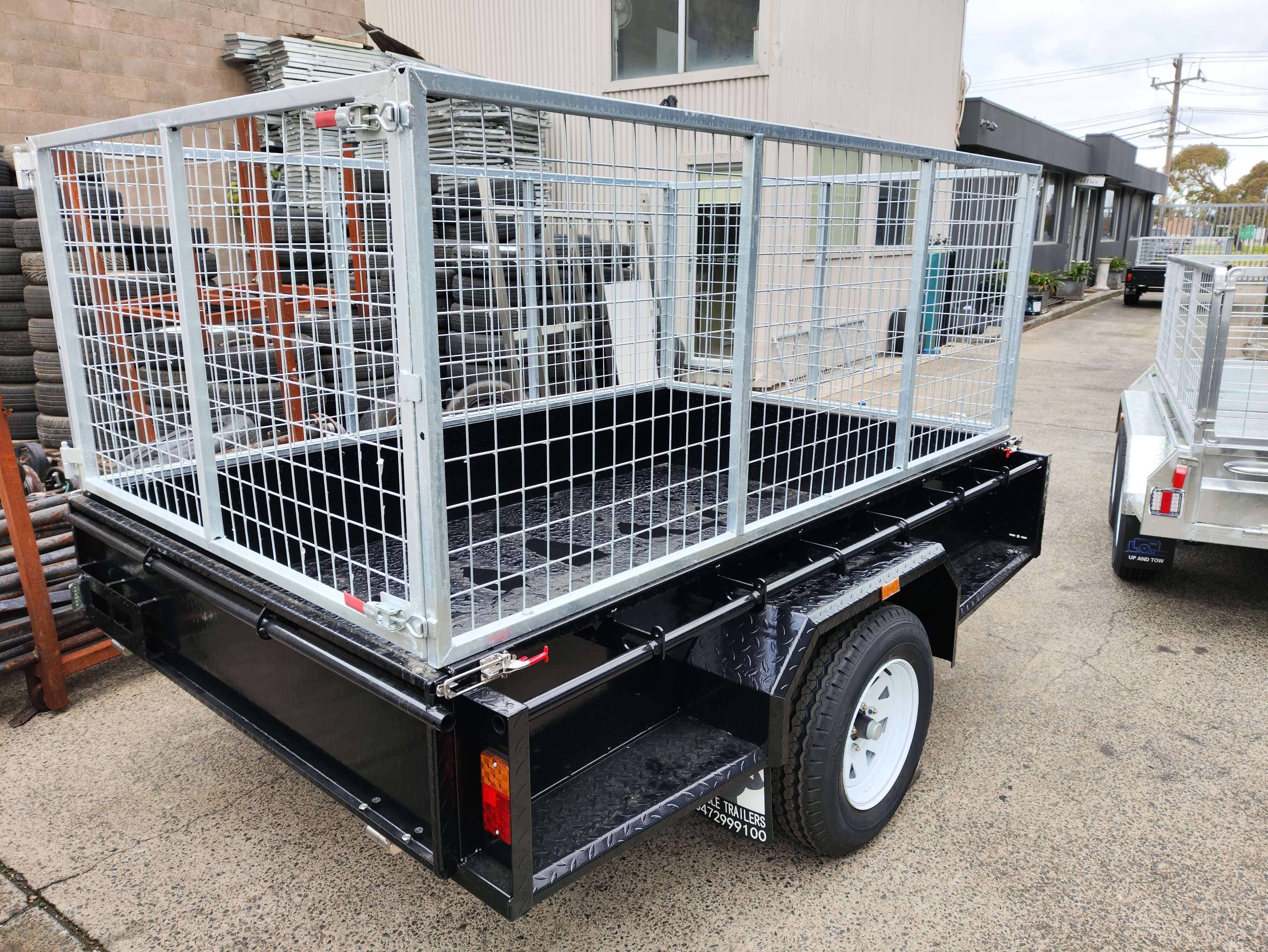 8x5 Powder Coated Single axle Trailer with 900mm cage 750kgs - Best ...