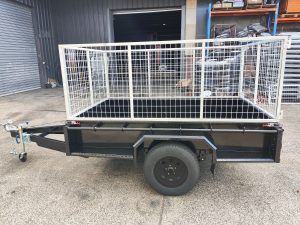8x5 Galvanised and Powder Coated Single axle Trailer with 900mm cage 750kgs