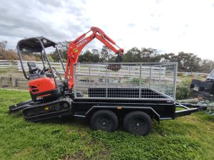 8x5 Galvanised and Powder Coated Excavator Trailer with 900mm cage 2800kgs